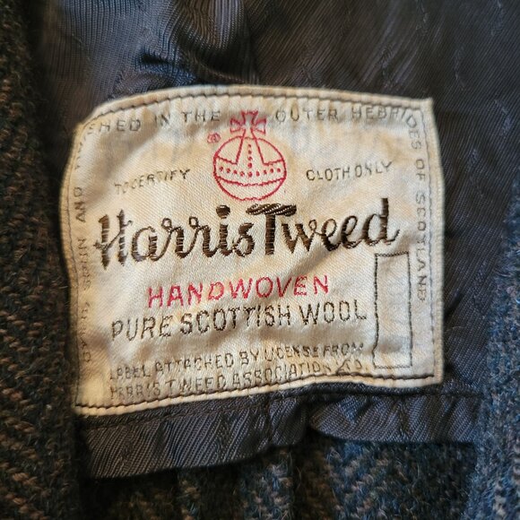 Harris Tweed Handwoven Wool Blazer Jacket Sears Herringbone Gray Sports Coat - Picture 2 of 12